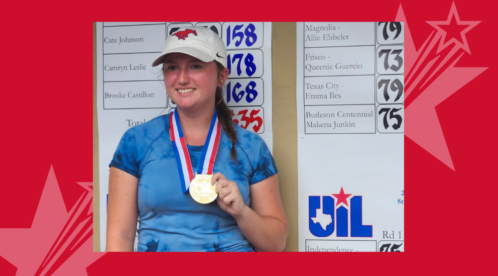 Chole sirkin holding a medal from golf